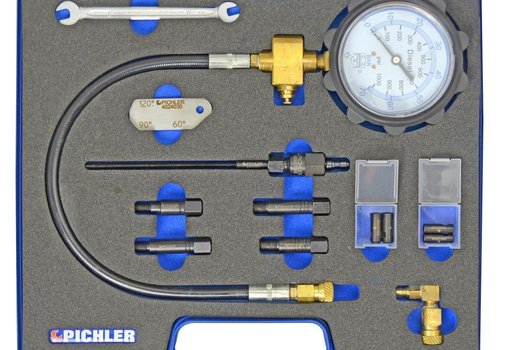UNIVERSAL GLOW PLUG COMPRESSION TEST KIT M8X1 M9X1 M10X1 M10X1.25 WITH GAUGE - 1